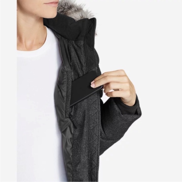 Eddie Bauer Gray Long Down Winter Hooded Coat 
Women's Gray Puffer - Picture 3 of 16